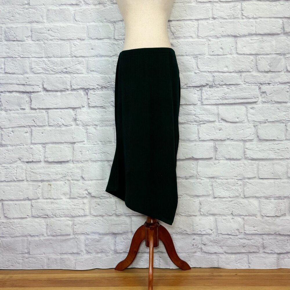 Meg Dark Green Knit Asymmetrical Skirt